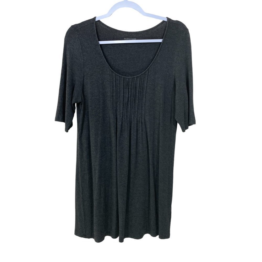 Eileen Fisher  Short Dress‎ Size M  Short Sleeve Gray  Stretch Jersey